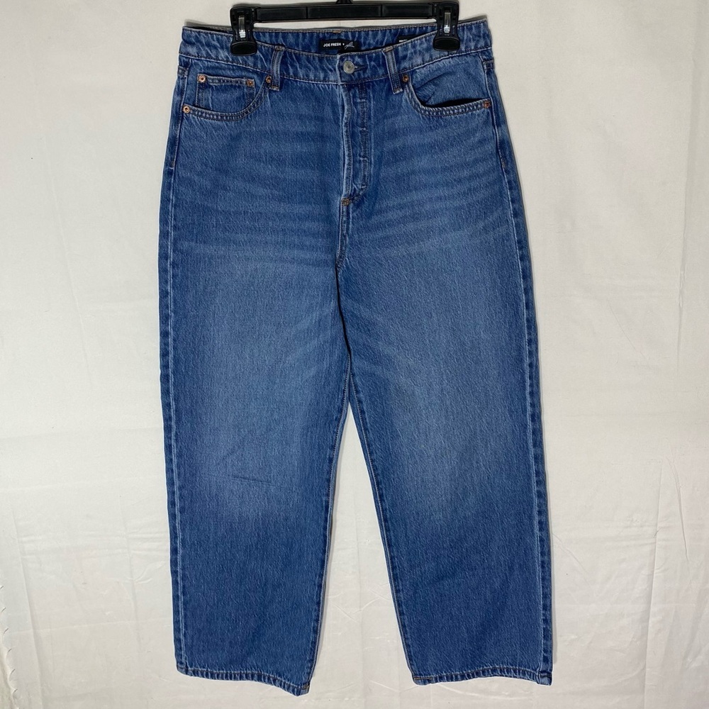 Joe Fresh Jillian Med Wash Blue High Rise Wide Leg Crop Jeans 30